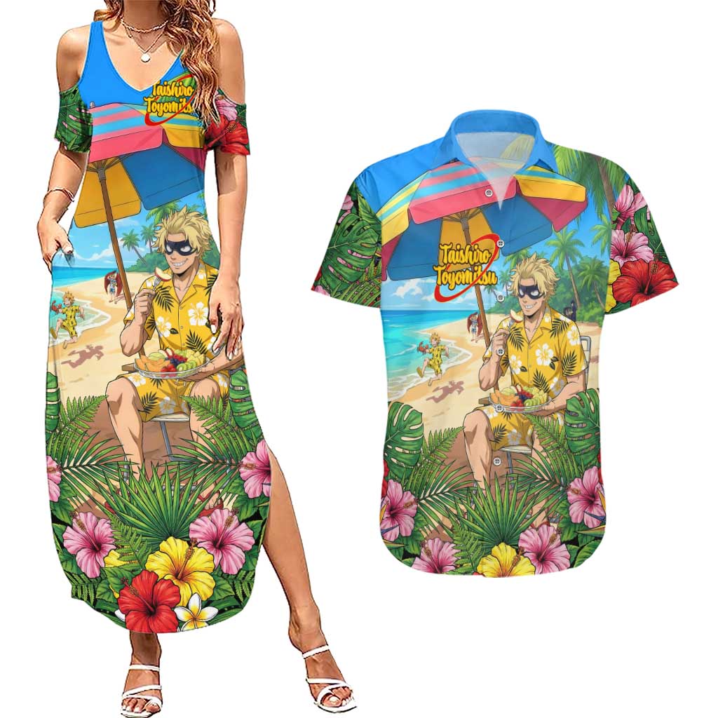 Taishiro Toyomitsu Summer Chill Couples Matching Summer Maxi Dress and Hawaiian Shirt Tropical Anime Picnic Scene