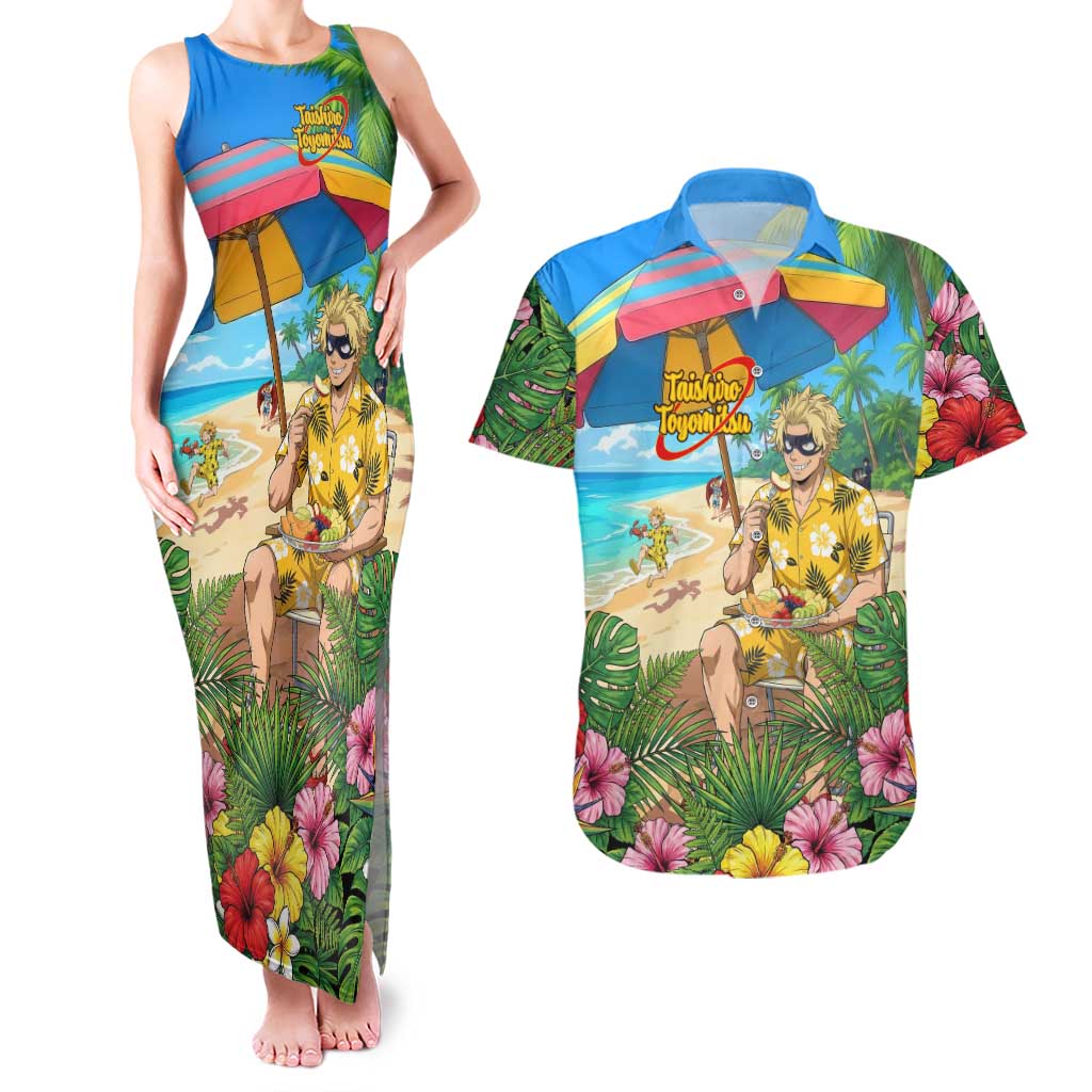 Taishiro Toyomitsu Summer Chill Couples Matching Tank Maxi Dress and Hawaiian Shirt Tropical Anime Picnic Scene