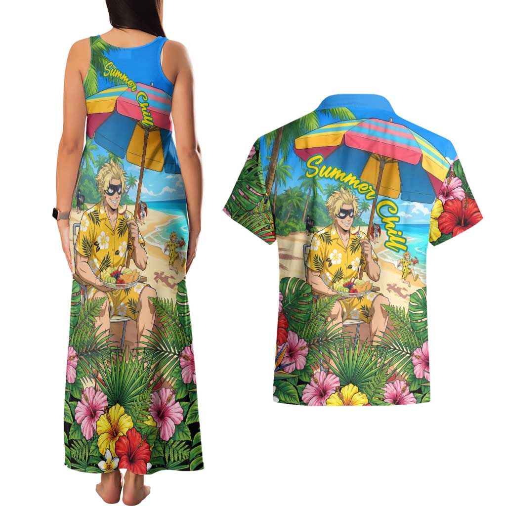 Taishiro Toyomitsu Summer Chill Couples Matching Tank Maxi Dress and Hawaiian Shirt Tropical Anime Picnic Scene