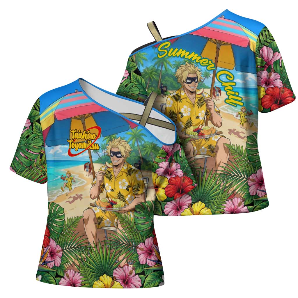Taishiro Toyomitsu Summer Chill Cross Shoulder Shirt Tropical Anime Picnic Scene