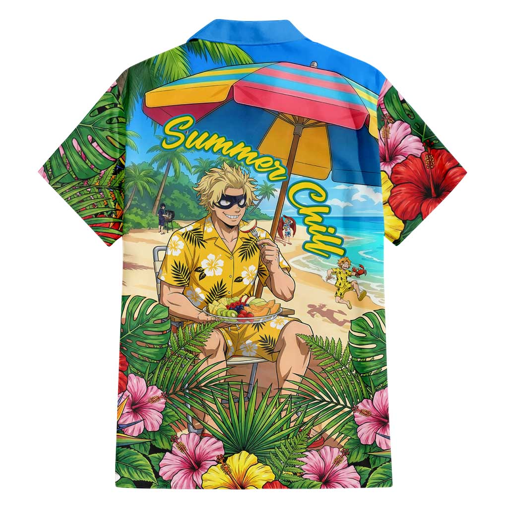 Taishiro Toyomitsu Summer Chill Family Matching Long Sleeve Bodycon Dress and Hawaiian Shirt Tropical Anime Picnic Scene