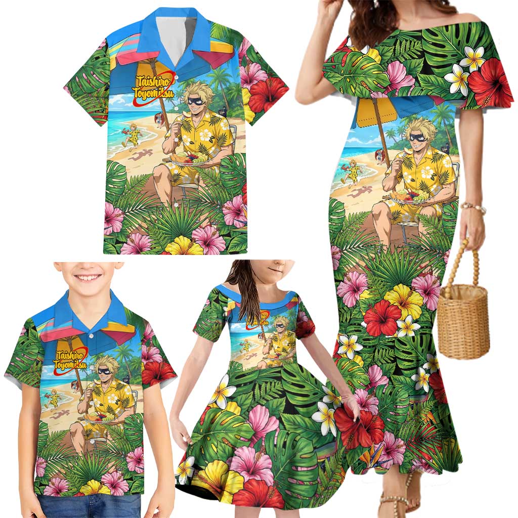 Taishiro Toyomitsu Summer Chill Family Matching Mermaid Dress and Hawaiian Shirt Tropical Anime Picnic Scene