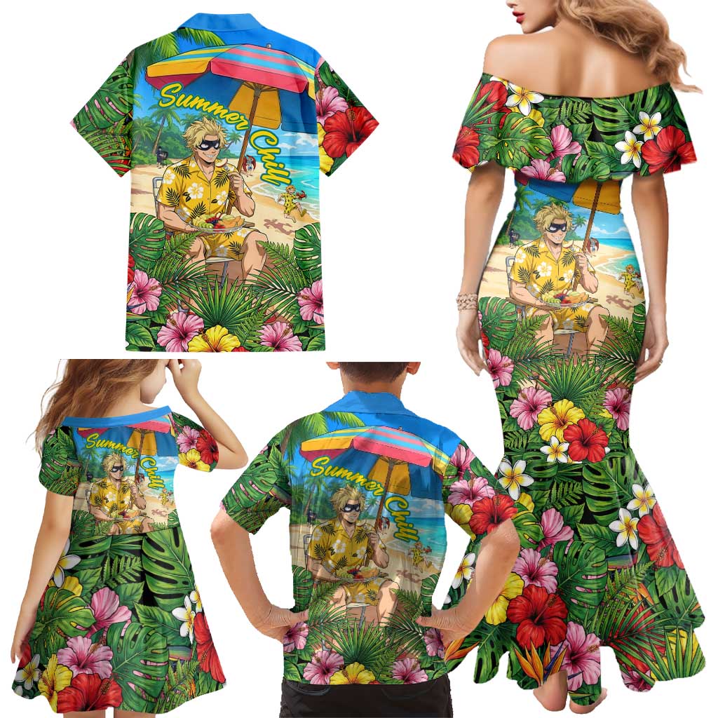Taishiro Toyomitsu Summer Chill Family Matching Mermaid Dress and Hawaiian Shirt Tropical Anime Picnic Scene
