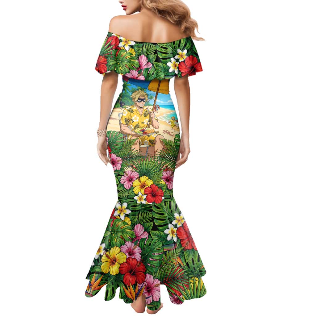 Taishiro Toyomitsu Summer Chill Family Matching Mermaid Dress and Hawaiian Shirt Tropical Anime Picnic Scene