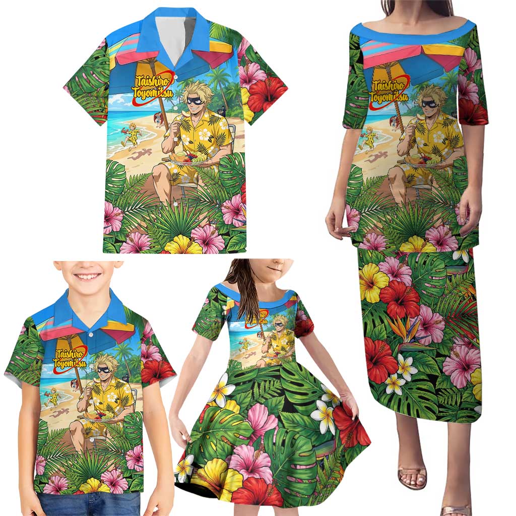 Taishiro Toyomitsu Summer Chill Family Matching Puletasi and Hawaiian Shirt Tropical Anime Picnic Scene