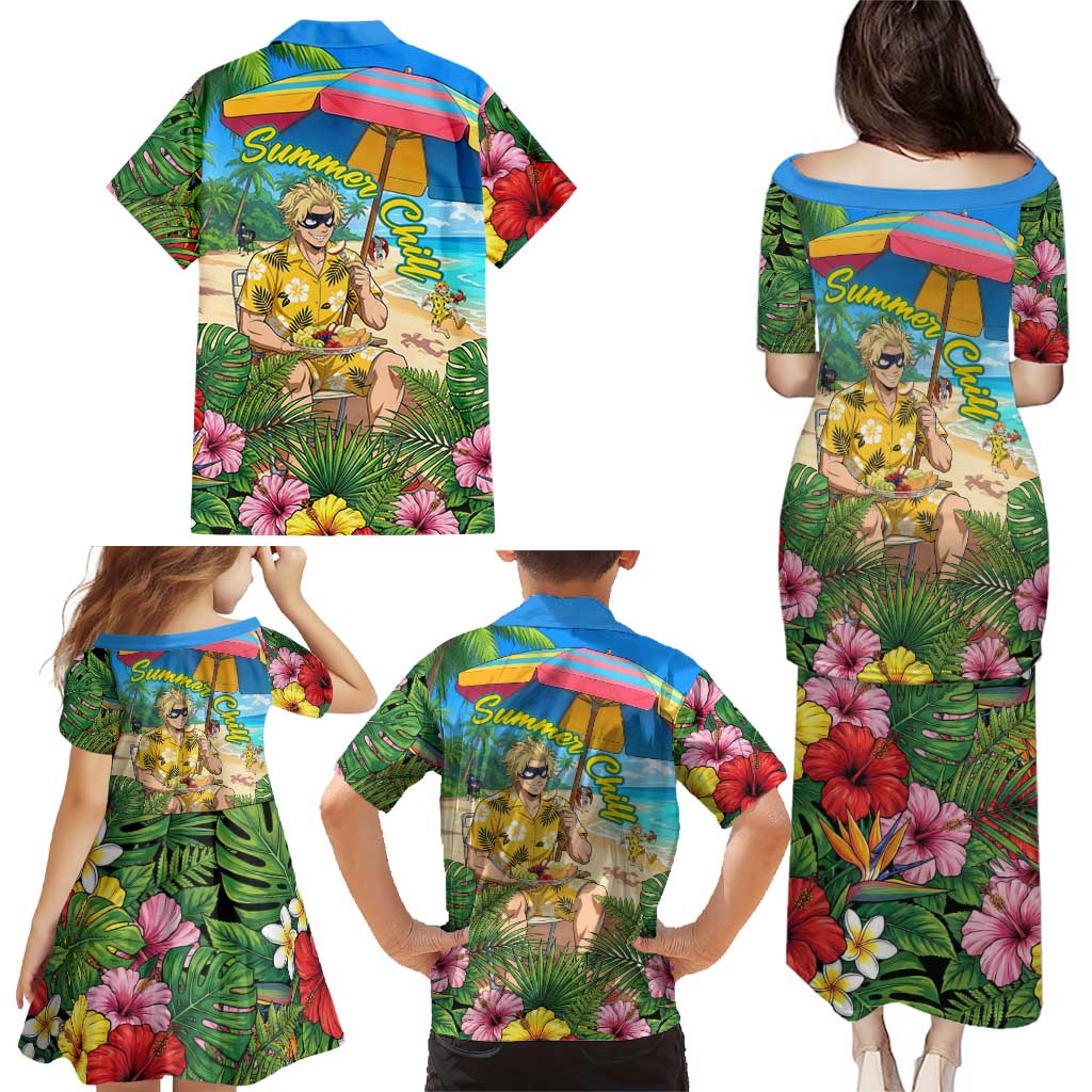 Taishiro Toyomitsu Summer Chill Family Matching Puletasi and Hawaiian Shirt Tropical Anime Picnic Scene