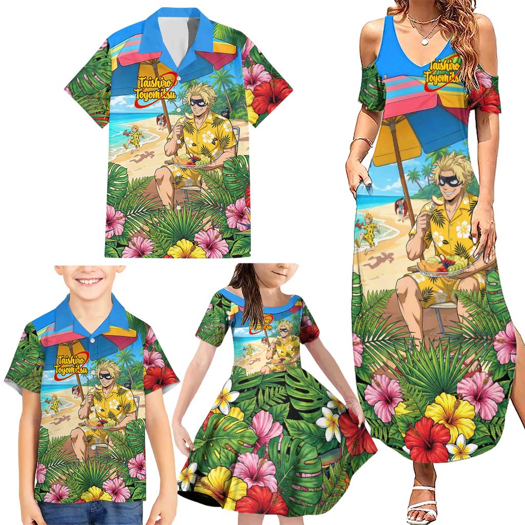 Taishiro Toyomitsu Summer Chill Family Matching Summer Maxi Dress and Hawaiian Shirt Tropical Anime Picnic Scene