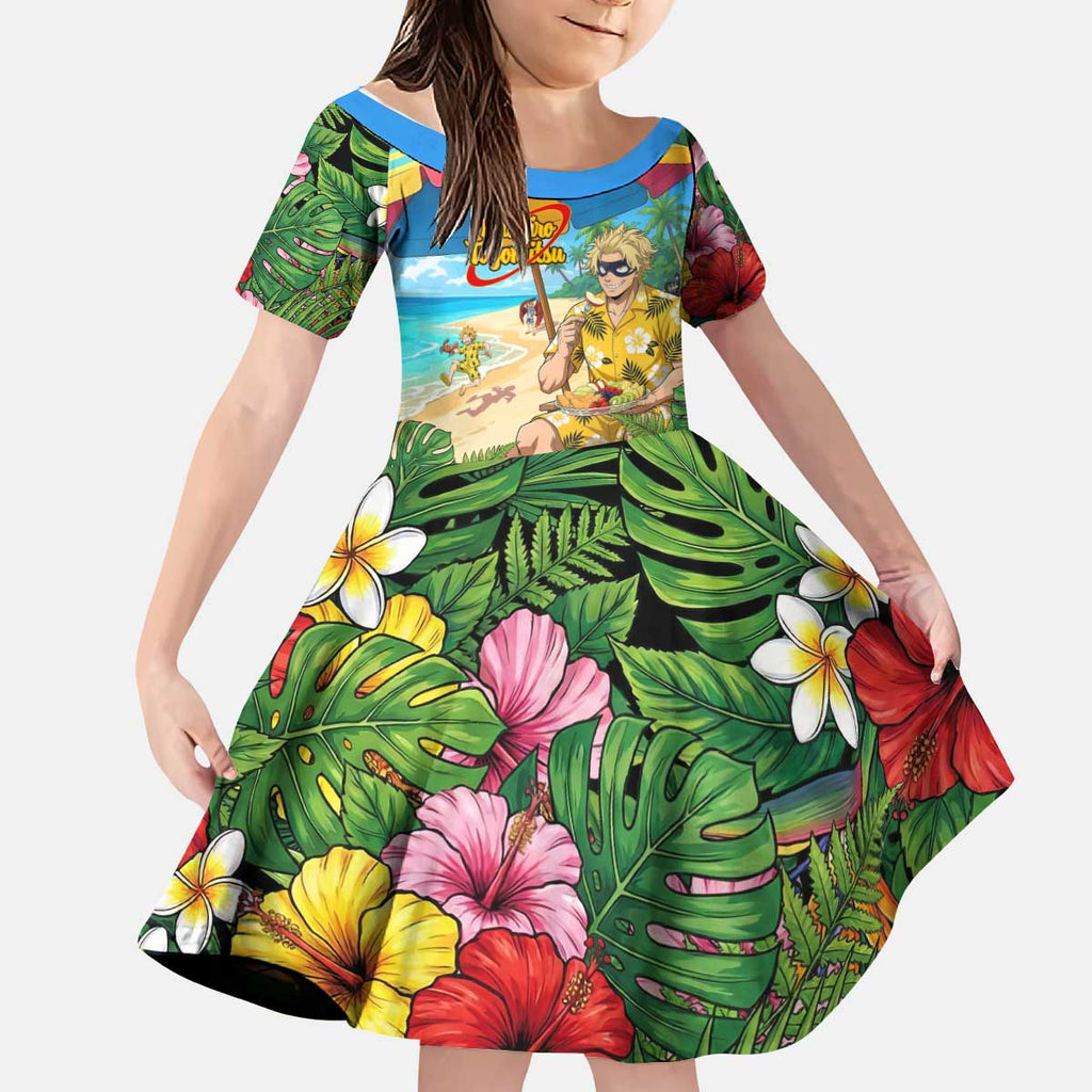 Taishiro Toyomitsu Summer Chill Kid Short Sleeve Dress Tropical Anime Picnic Scene