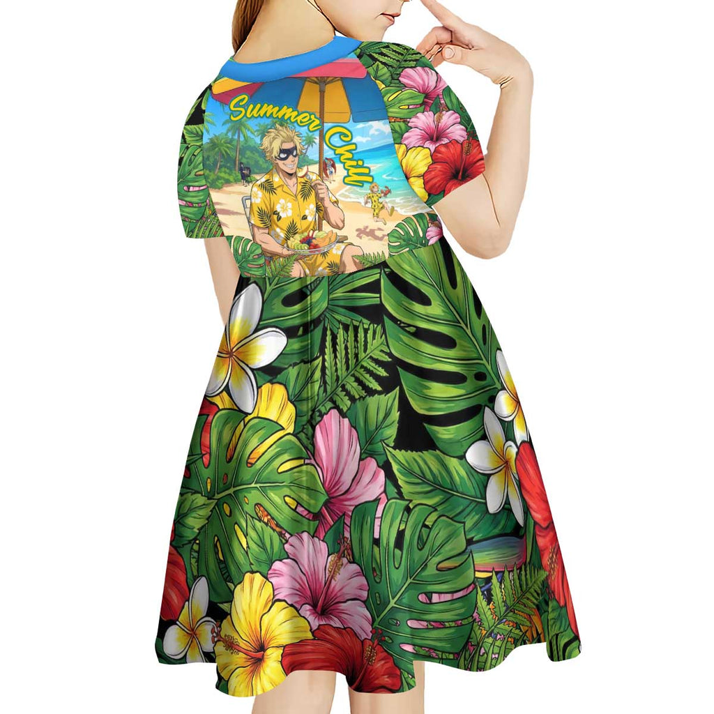 Taishiro Toyomitsu Summer Chill Kid Short Sleeve Dress Tropical Anime Picnic Scene
