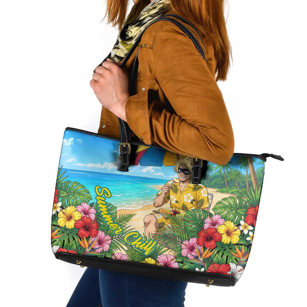 Taishiro Toyomitsu Summer Chill Leather Tote Bag Tropical Anime Picnic Scene