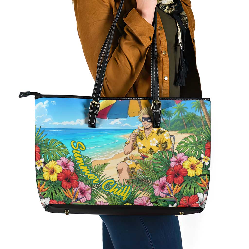 Taishiro Toyomitsu Summer Chill Leather Tote Bag Tropical Anime Picnic Scene