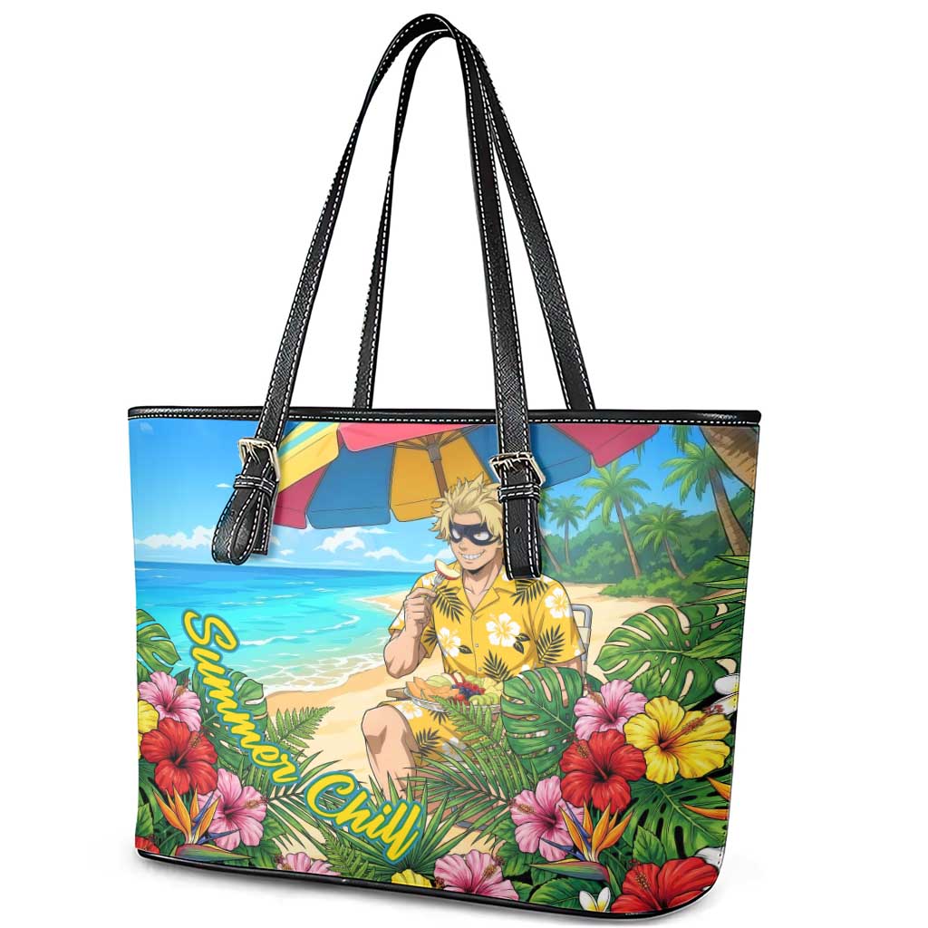 Taishiro Toyomitsu Summer Chill Leather Tote Bag Tropical Anime Picnic Scene