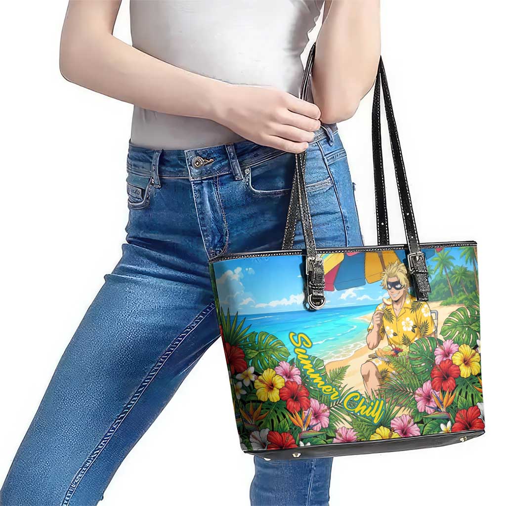 Taishiro Toyomitsu Summer Chill Leather Tote Bag Tropical Anime Picnic Scene