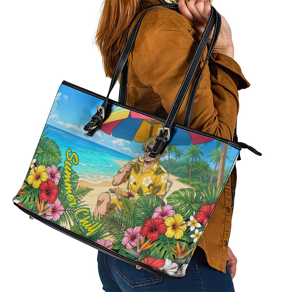 Taishiro Toyomitsu Summer Chill Leather Tote Bag Tropical Anime Picnic Scene