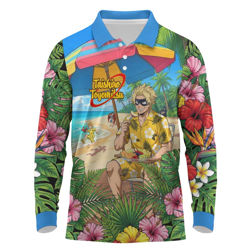 Taishiro Toyomitsu Summer Chill Long Sleeve Polo Shirt Tropical Anime Picnic Scene