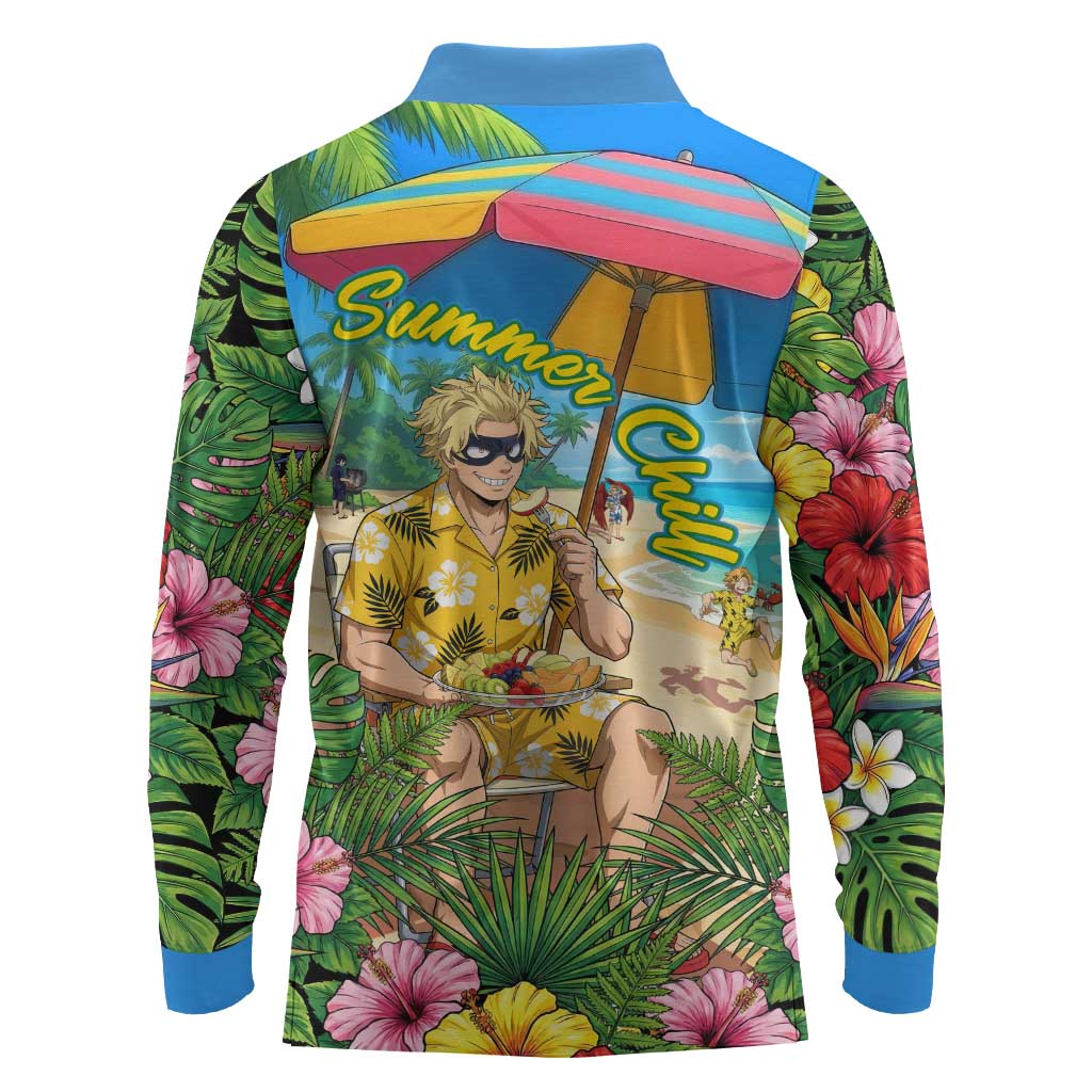 Taishiro Toyomitsu Summer Chill Long Sleeve Polo Shirt Tropical Anime Picnic Scene