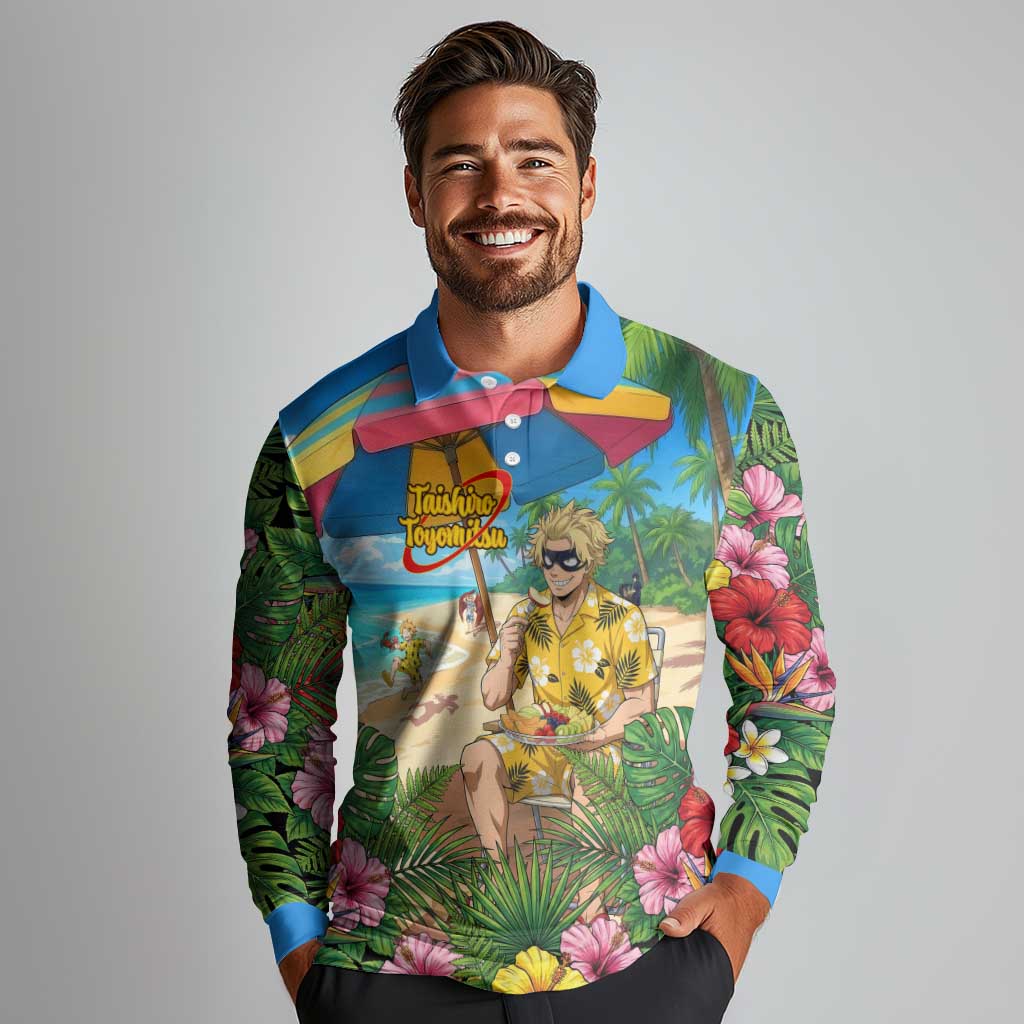 Taishiro Toyomitsu Summer Chill Long Sleeve Polo Shirt Tropical Anime Picnic Scene