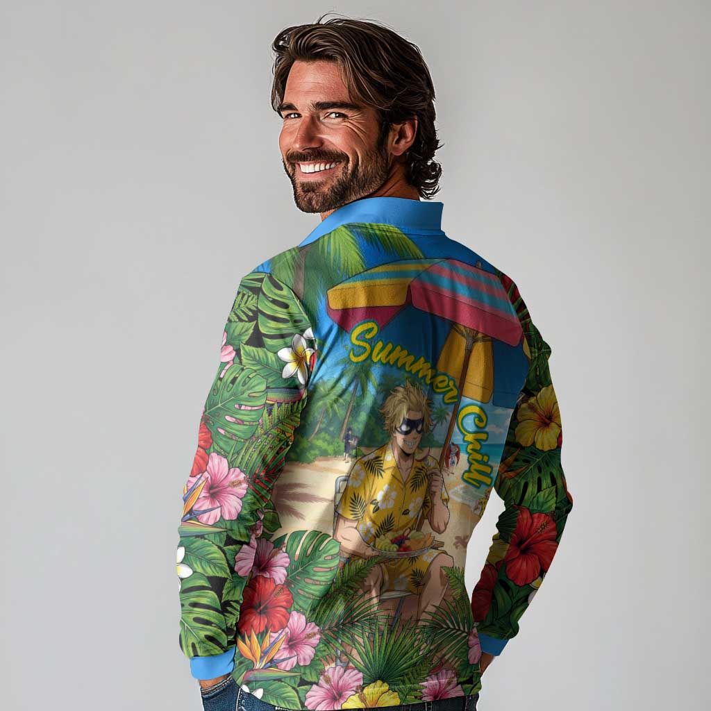Taishiro Toyomitsu Summer Chill Long Sleeve Polo Shirt Tropical Anime Picnic Scene