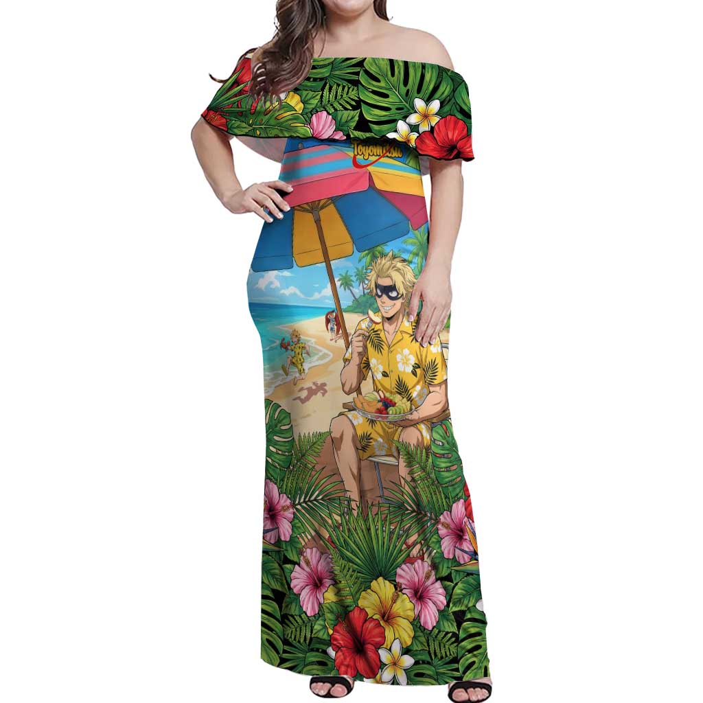Taishiro Toyomitsu Summer Chill Off Shoulder Maxi Dress Tropical Anime Picnic Scene