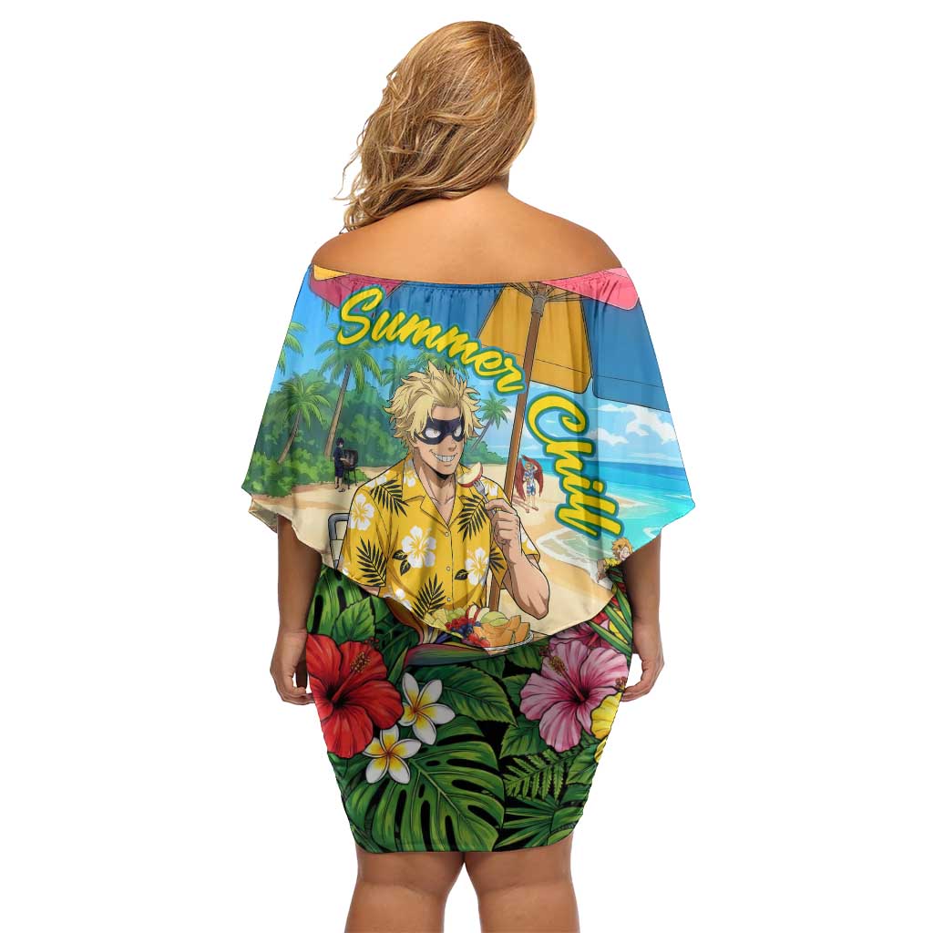 Taishiro Toyomitsu Summer Chill Off Shoulder Short Dress Tropical Anime Picnic Scene
