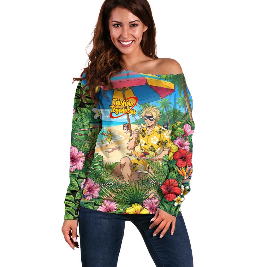 Taishiro Toyomitsu Summer Chill Off Shoulder Sweater Tropical Anime Picnic Scene