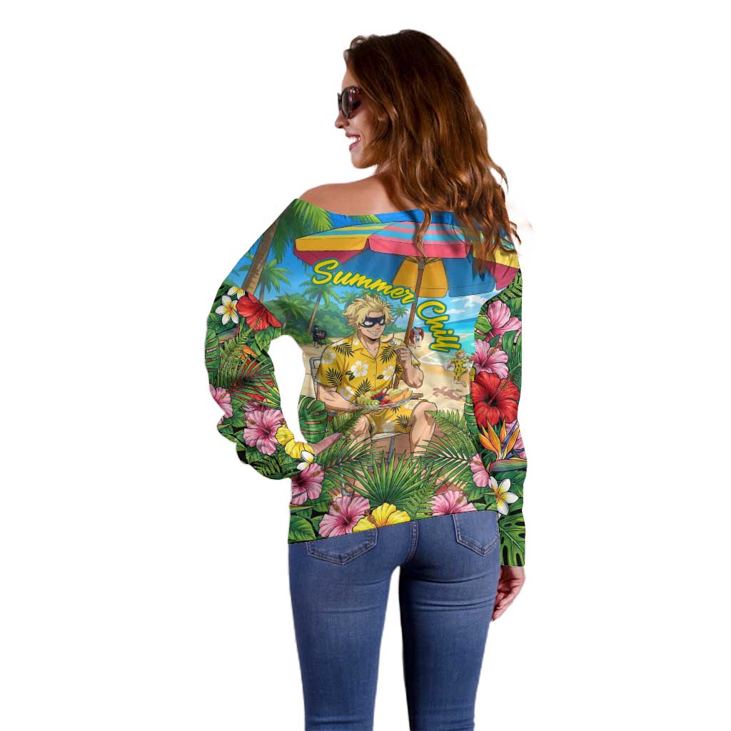 Taishiro Toyomitsu Summer Chill Off Shoulder Sweater Tropical Anime Picnic Scene