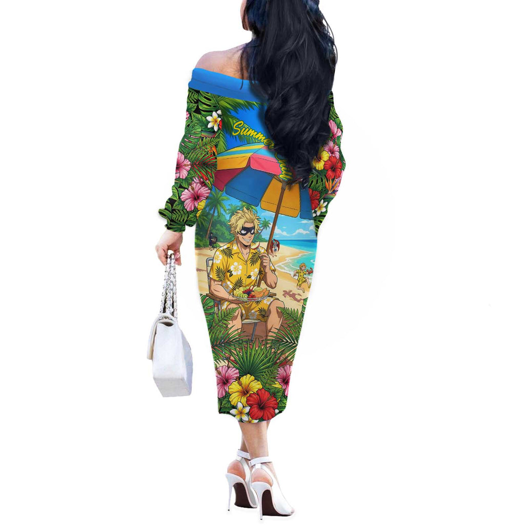 Taishiro Toyomitsu Summer Chill Off The Shoulder Long Sleeve Dress Tropical Anime Picnic Scene