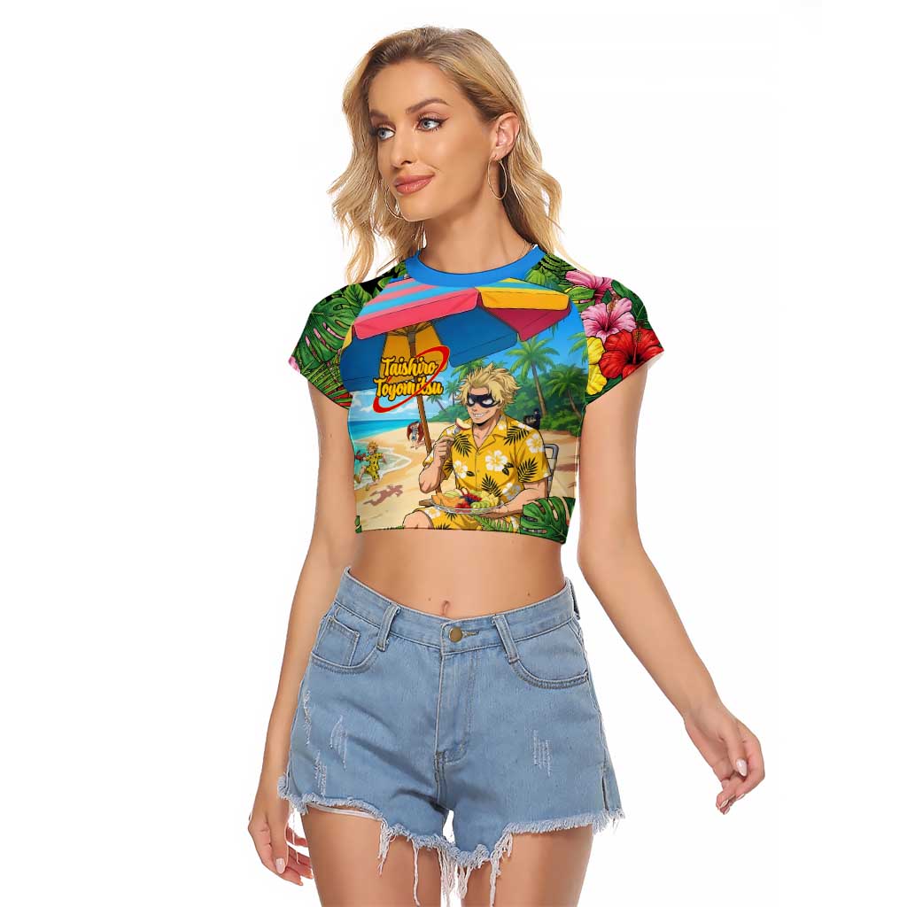 Taishiro Toyomitsu Summer Chill Raglan Cropped T Shirt Tropical Anime Picnic Scene