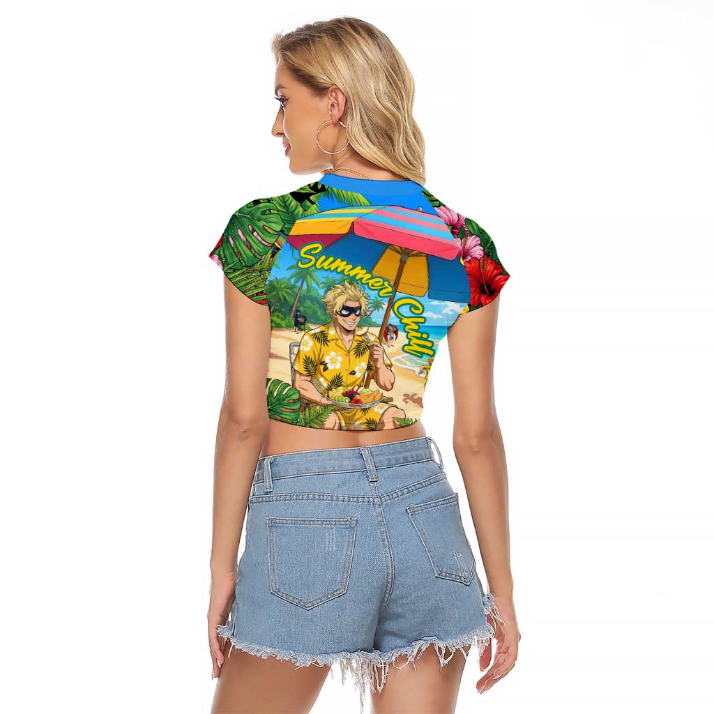 Taishiro Toyomitsu Summer Chill Raglan Cropped T Shirt Tropical Anime Picnic Scene