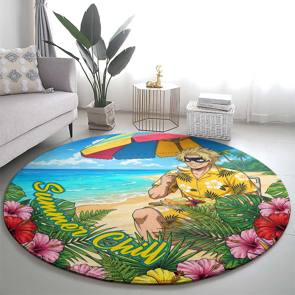 Taishiro Toyomitsu Summer Chill Round Carpet Tropical Anime Picnic Scene