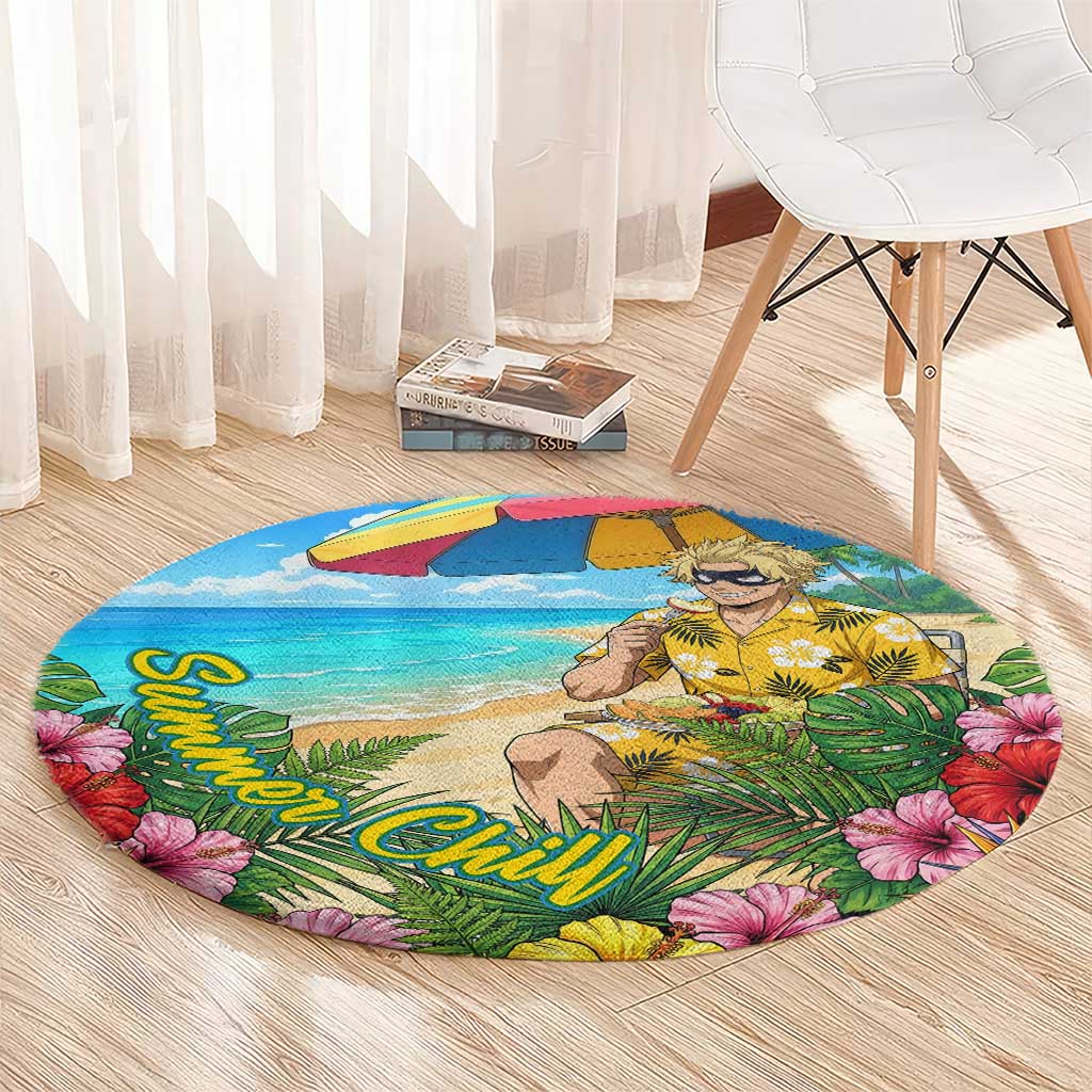 Taishiro Toyomitsu Summer Chill Round Carpet Tropical Anime Picnic Scene