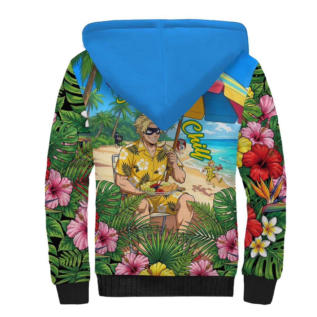 Taishiro Toyomitsu Summer Chill Sherpa Hoodie Tropical Anime Picnic Scene