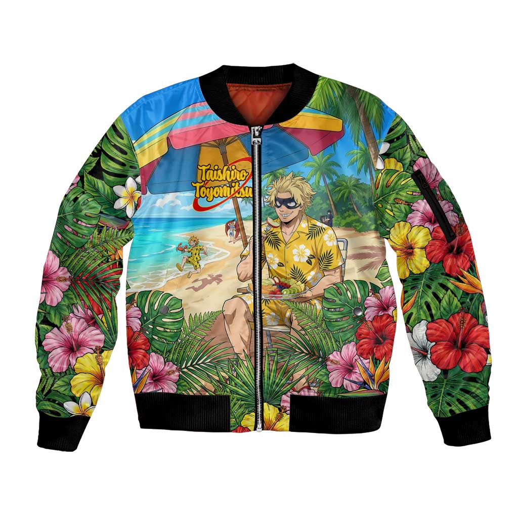 Taishiro Toyomitsu Summer Chill Sleeve Zip Bomber Jacket Tropical Anime Picnic Scene