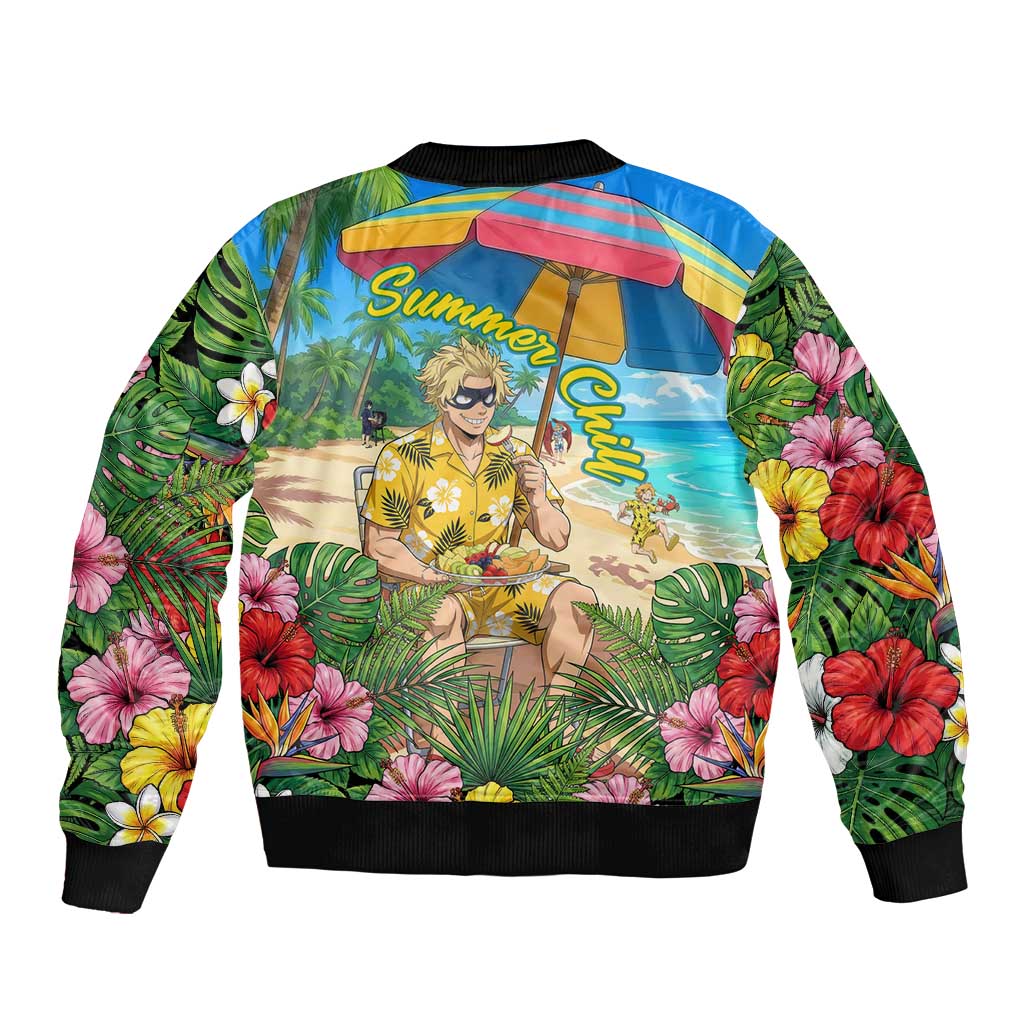Taishiro Toyomitsu Summer Chill Sleeve Zip Bomber Jacket Tropical Anime Picnic Scene
