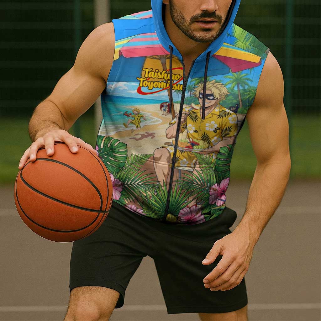 Taishiro Toyomitsu Summer Chill Sleeveless Zip Hoodie Tropical Anime Picnic Scene