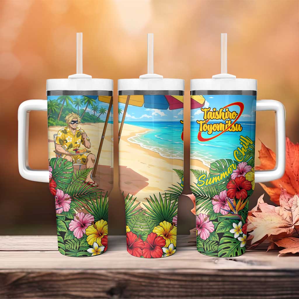 Taishiro Toyomitsu Summer Chill Tumbler With Handle Tropical Anime Picnic Scene