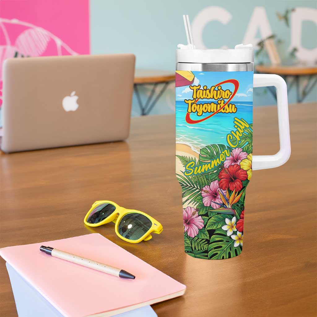 Taishiro Toyomitsu Summer Chill Tumbler With Handle Tropical Anime Picnic Scene