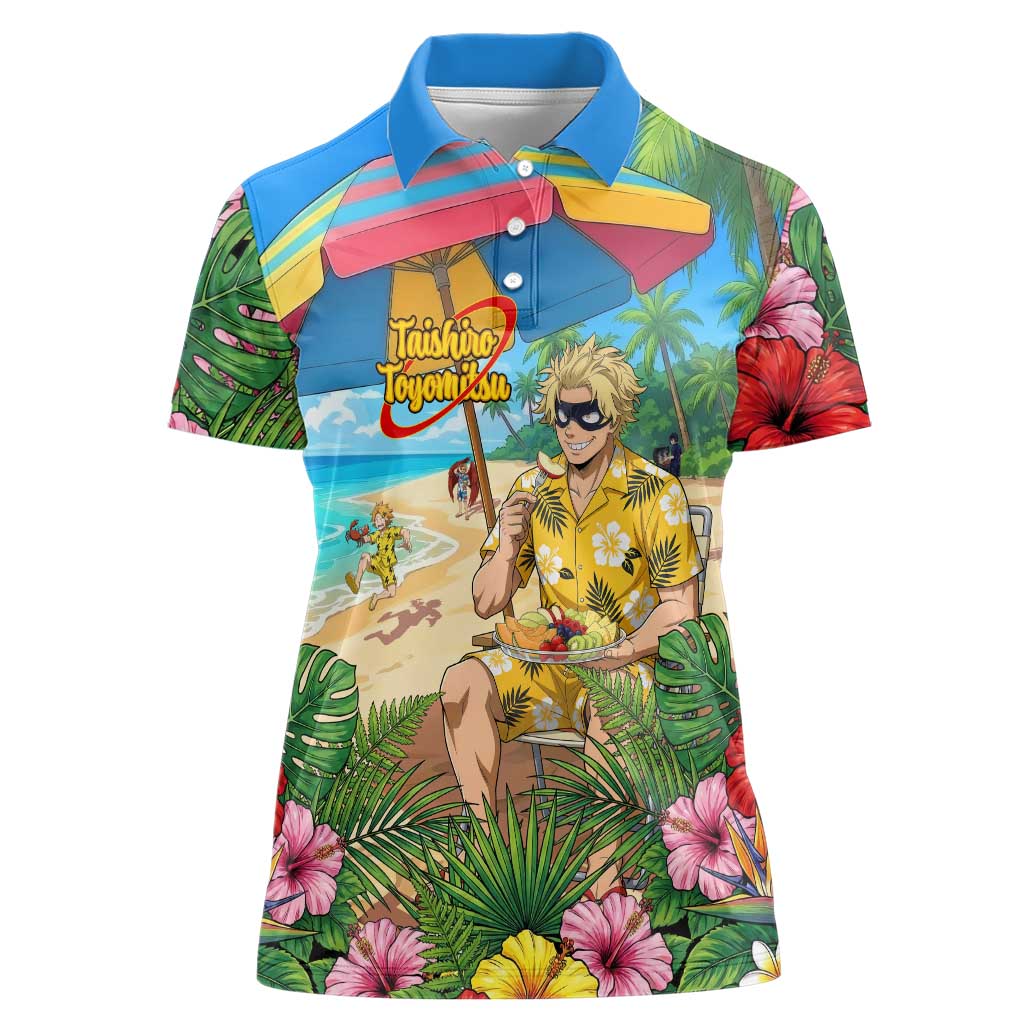 Taishiro Toyomitsu Summer Chill Women Polo Shirt Tropical Anime Picnic Scene