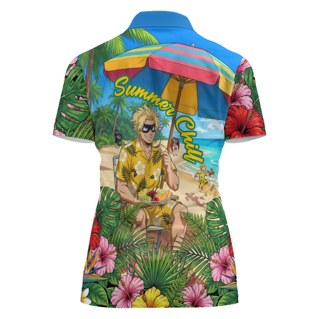 Taishiro Toyomitsu Summer Chill Women Polo Shirt Tropical Anime Picnic Scene