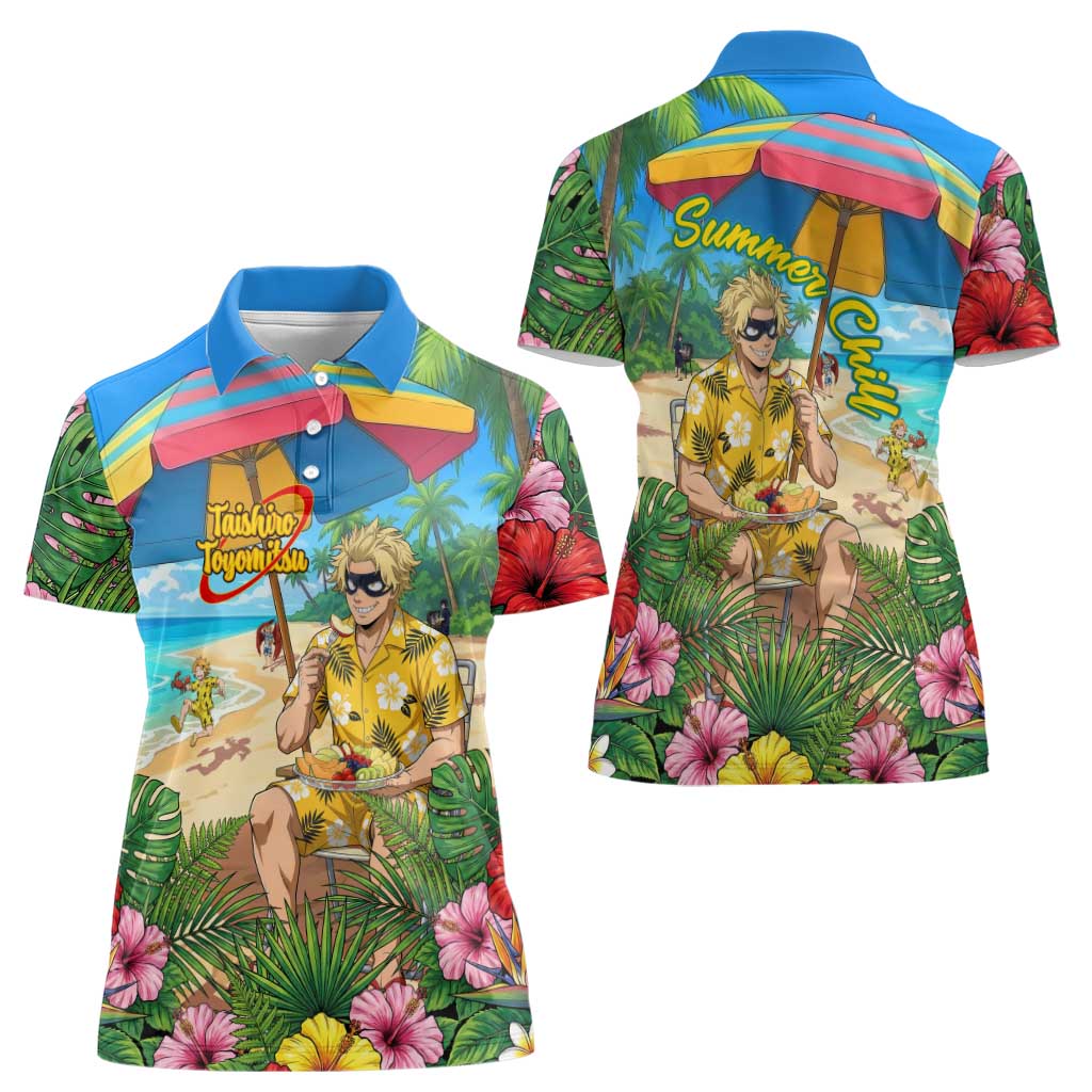 Taishiro Toyomitsu Summer Chill Women Polo Shirt Tropical Anime Picnic Scene