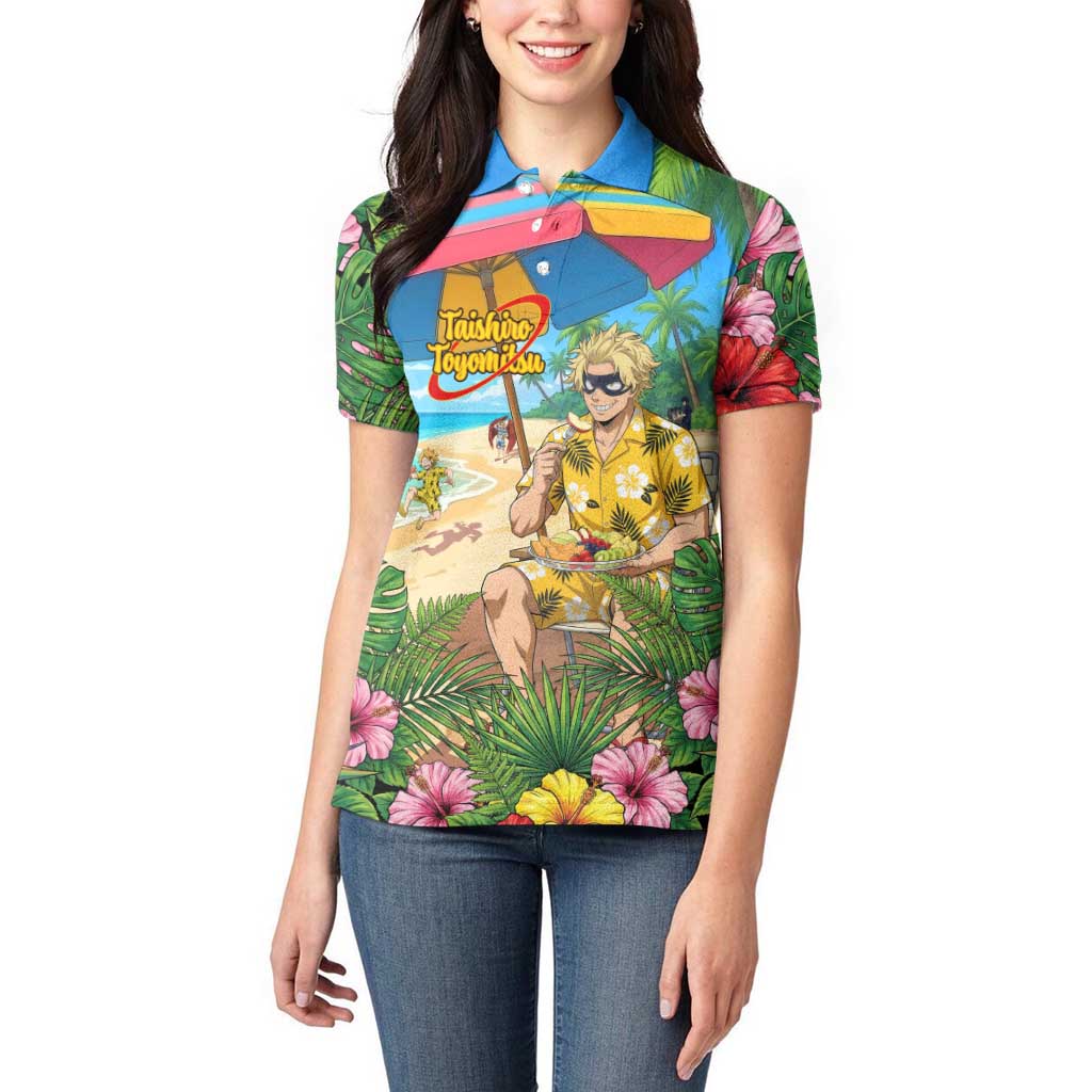 Taishiro Toyomitsu Summer Chill Women Polo Shirt Tropical Anime Picnic Scene