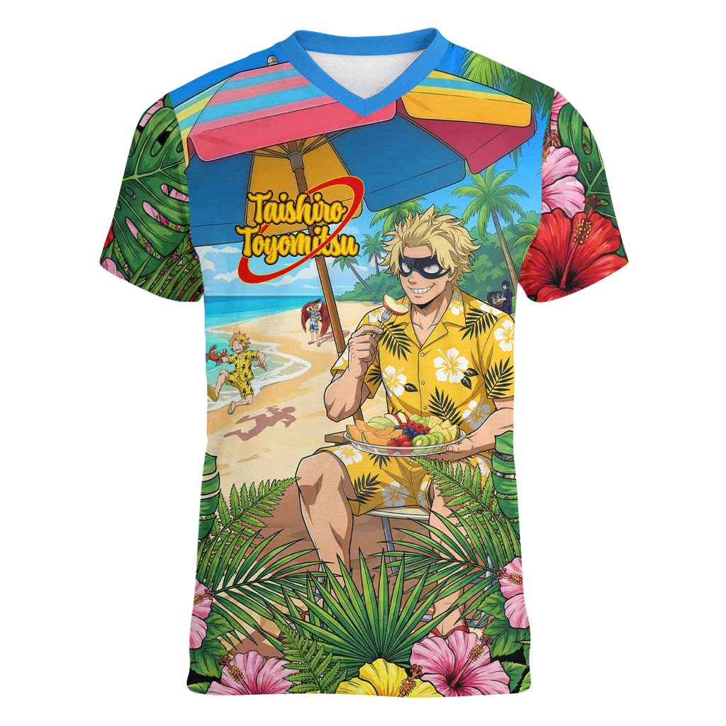 Taishiro Toyomitsu Summer Chill Women V-Neck T-Shirt Tropical Anime Picnic Scene