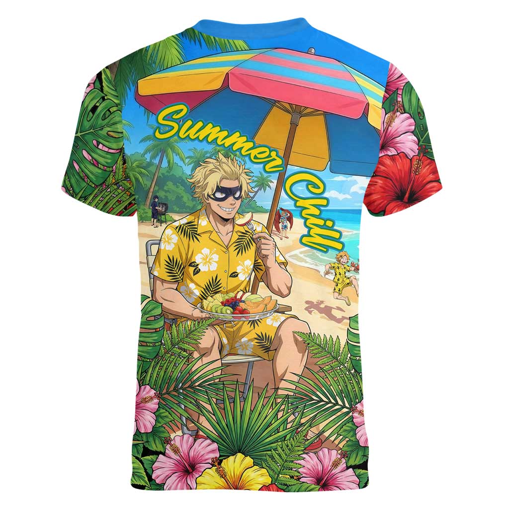 Taishiro Toyomitsu Summer Chill Women V-Neck T-Shirt Tropical Anime Picnic Scene