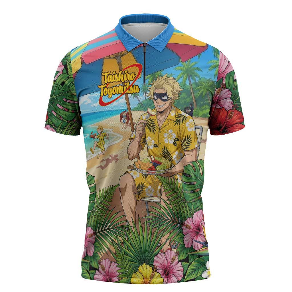 Taishiro Toyomitsu Summer Chill Zipper Polo Shirt Tropical Anime Picnic Scene