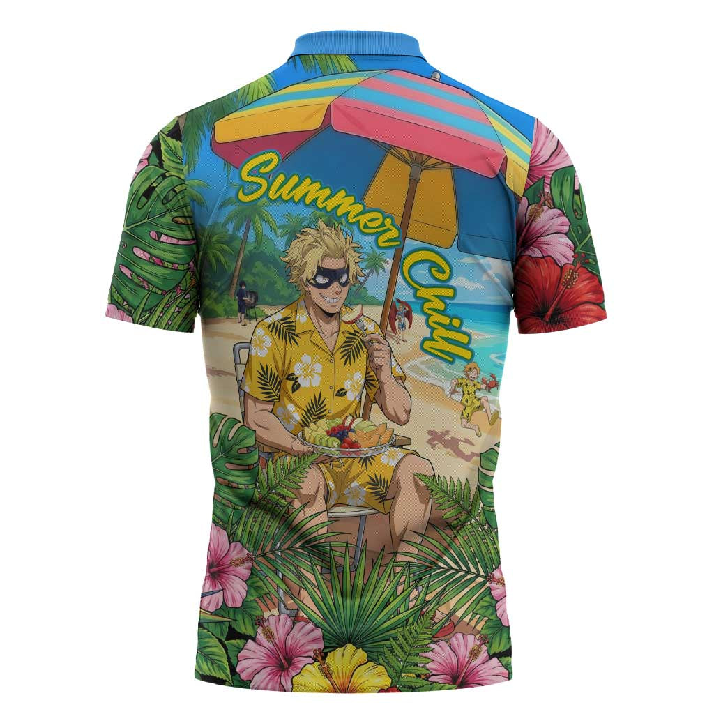 Taishiro Toyomitsu Summer Chill Zipper Polo Shirt Tropical Anime Picnic Scene