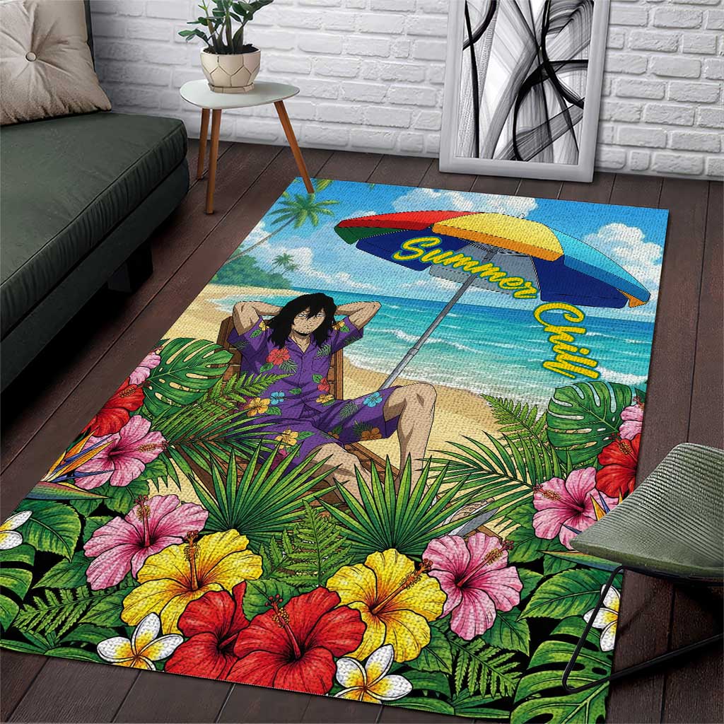 Shouta Aizawa Summer Chill Area Rug Tropical Anime Relaxation Vibes