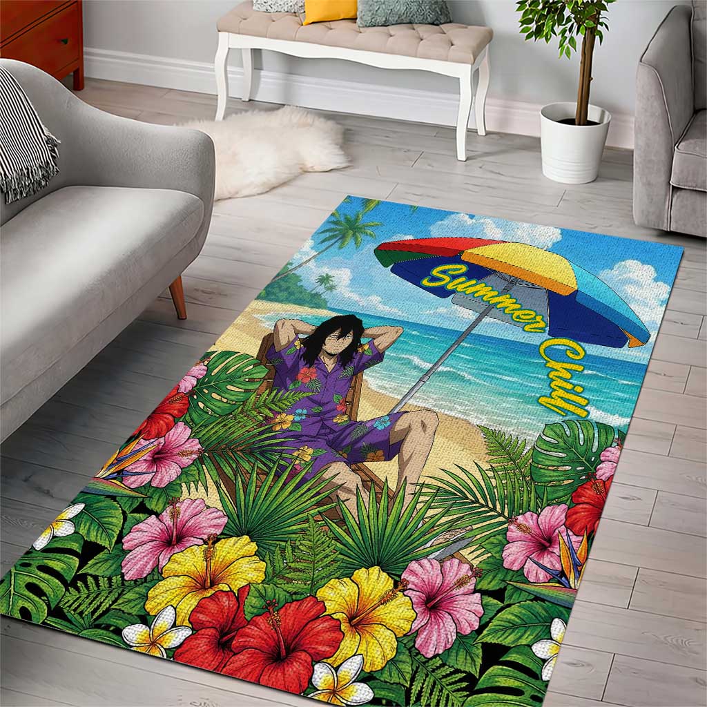 Shouta Aizawa Summer Chill Area Rug Tropical Anime Relaxation Vibes