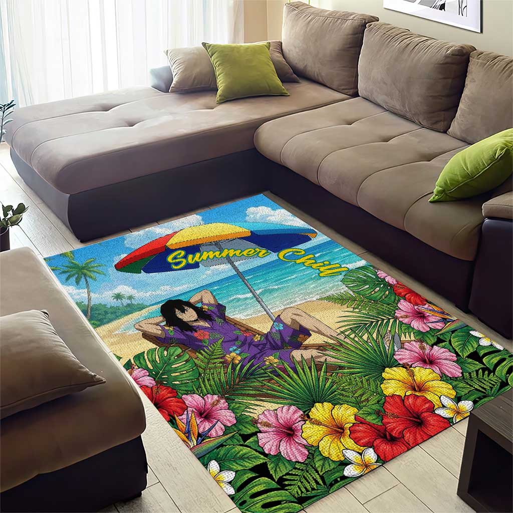 Shouta Aizawa Summer Chill Area Rug Tropical Anime Relaxation Vibes