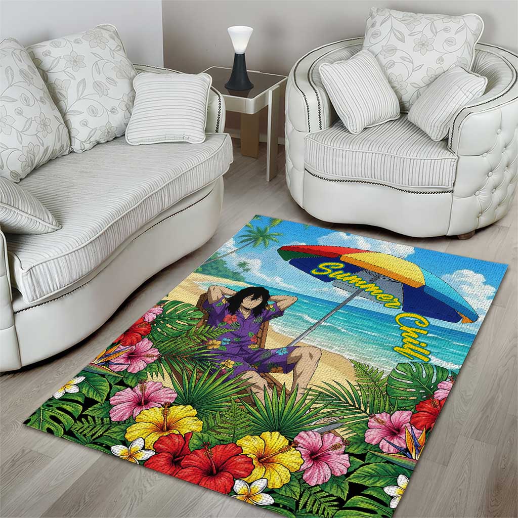 Shouta Aizawa Summer Chill Area Rug Tropical Anime Relaxation Vibes