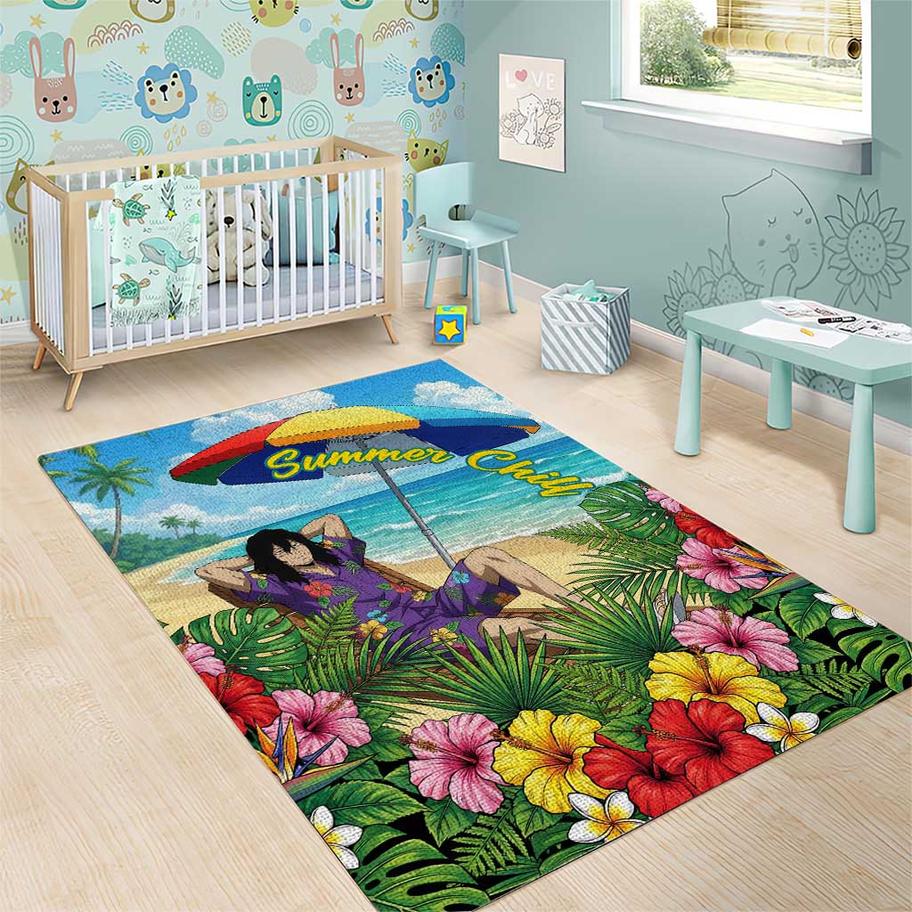 Shouta Aizawa Summer Chill Area Rug Tropical Anime Relaxation Vibes